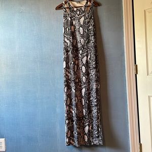 Animal print long sleeveless dress